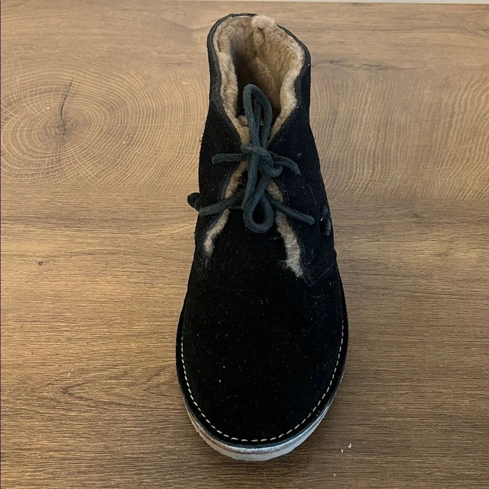 Free People BEEK Penguin Shearling-Lined Booties Ankle Boots Black Suede US 7